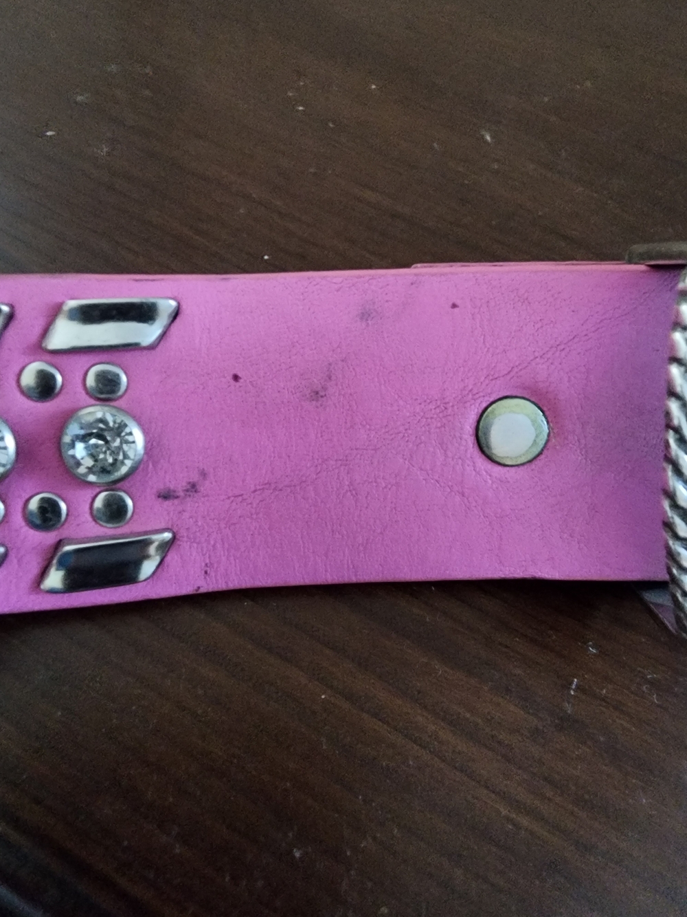 Pink Western Bling Studded Genuine Leather Belt Ornate Silver Buckle XXL 47" - Picture 6 of 8